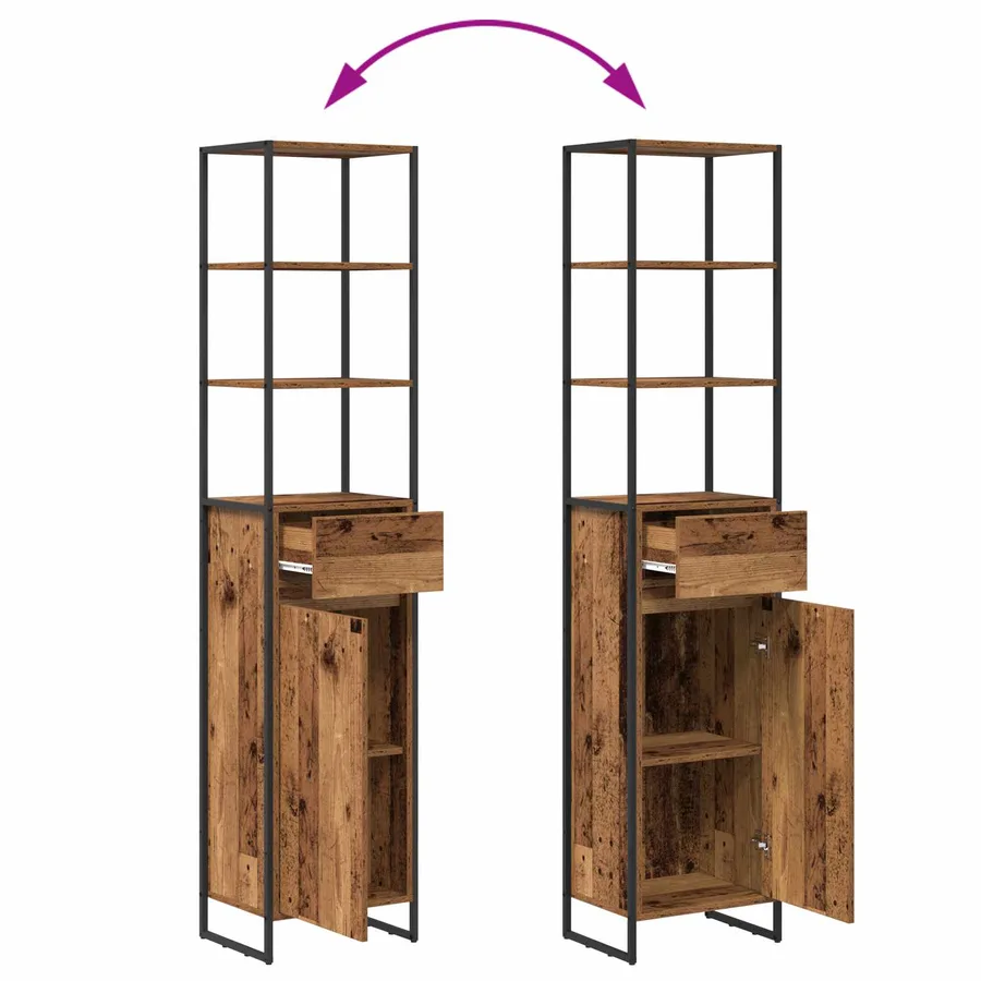 Ensemble de mobilier de salle de bain avec tiroir Bois ancien - 17