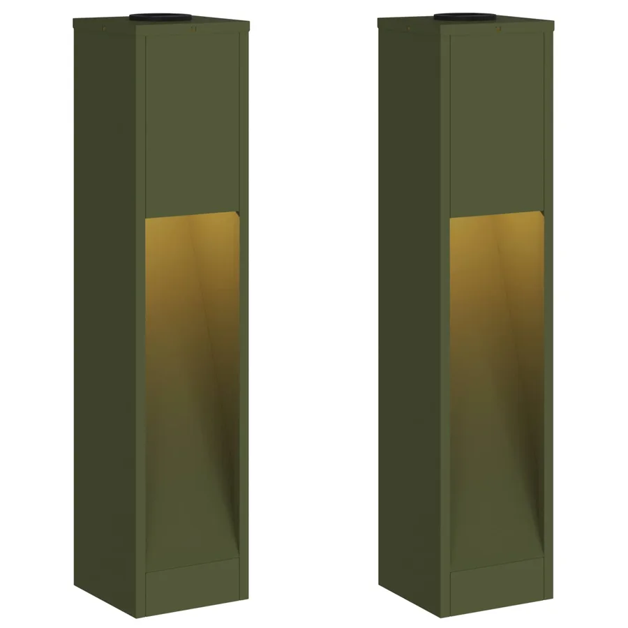 Lumière de Chemin LED Solaire 2 pcs Blanc chaud 18 x 18 x 80 cm - 2