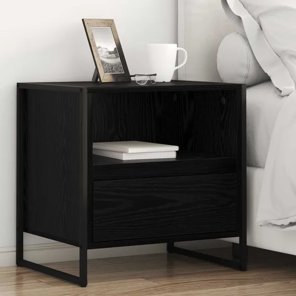 Table de chevet avec tiroir 2 pcs Chêne noir 50 x 39,5 x 50 cm