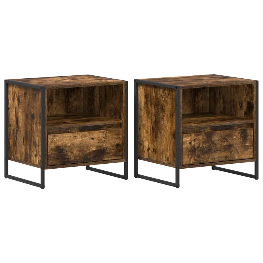 Table de chevet avec tiroir 2 pcs Chêne Fumé 50 x 39,5 x 50 cm - 2