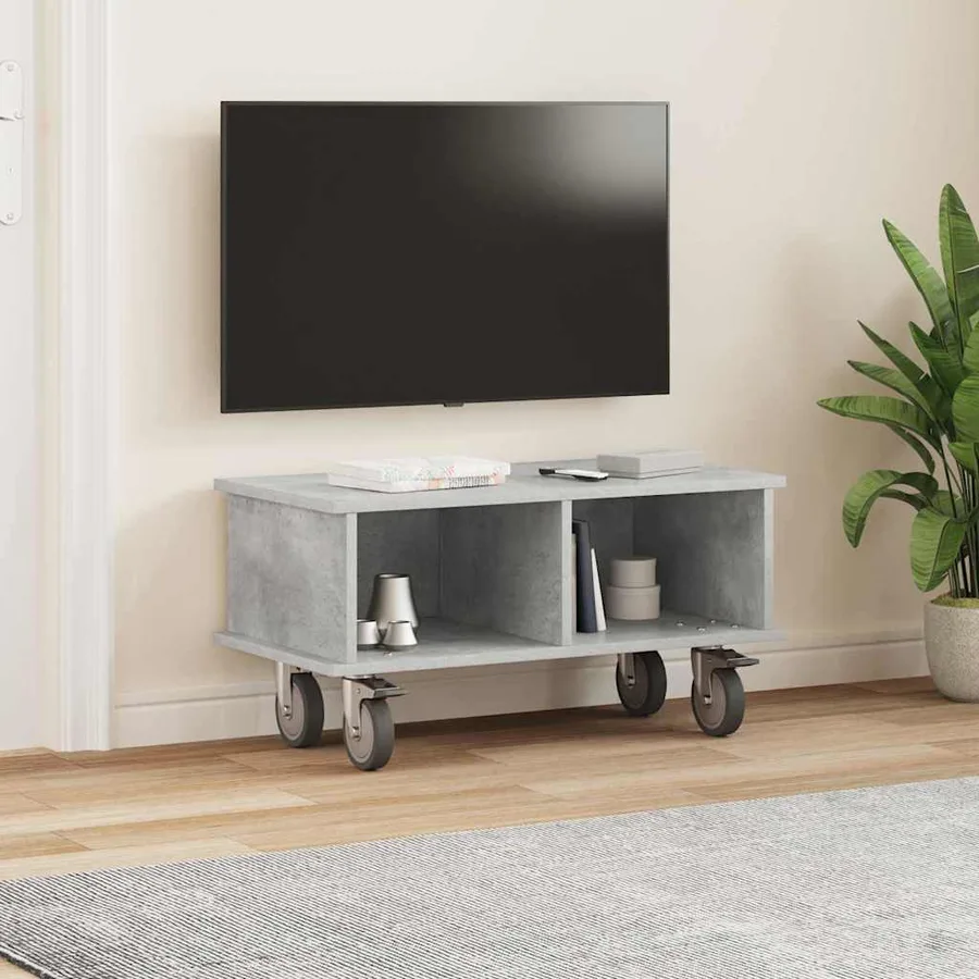 Meuble TV Gris béton 68,5 x 35 x 35 cm Bois d'ingénierie - 4