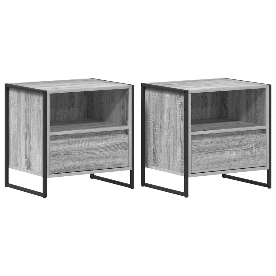 Table de chevet avec tiroir 2 pcs Gris Sonoma 50 x 39,5 x 50 cm - 2