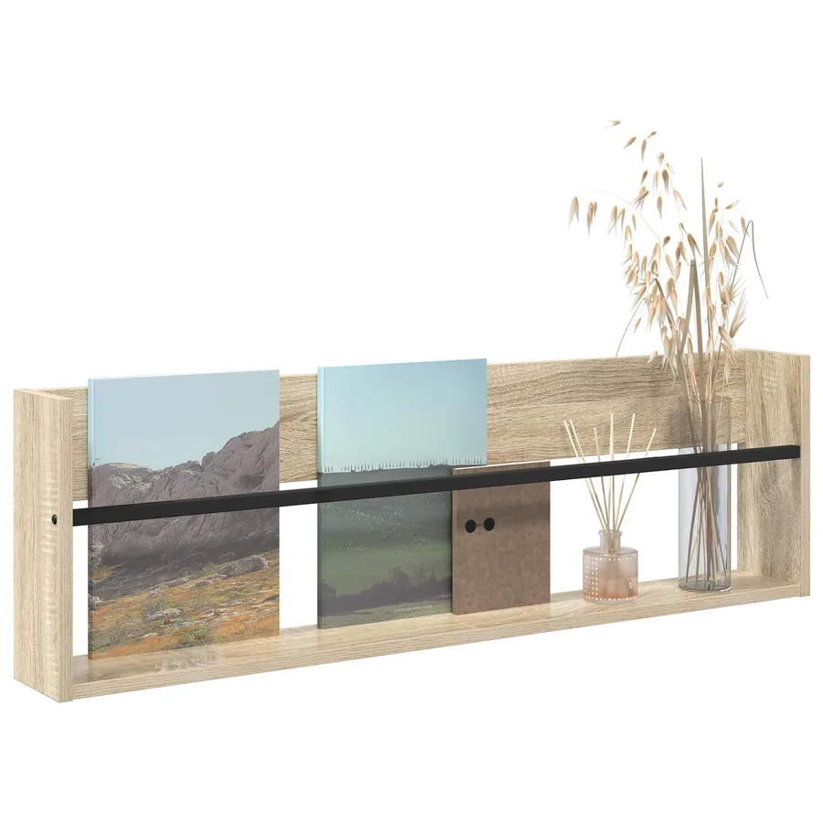 Étagère à magazines avec étagère Chêne Sonoma 100 x 12 x 30 cm - 3