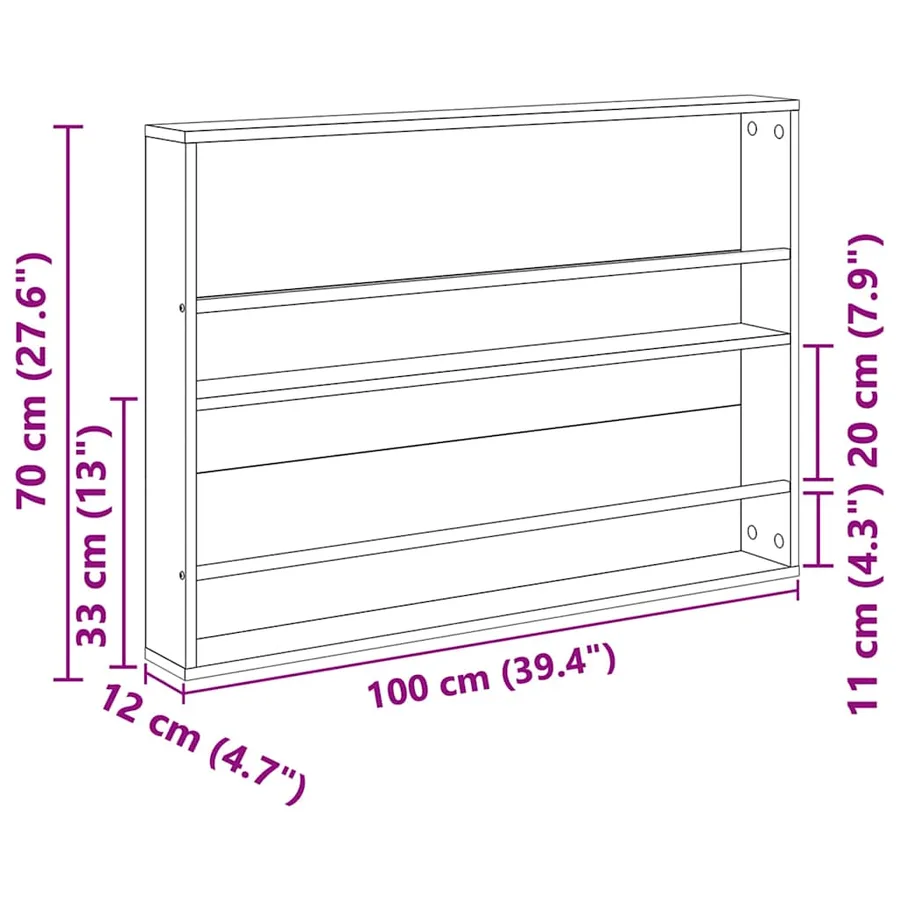 Étagère à magazines 2 pcs Chêne noir 100 x 12 x 70 cm - 11