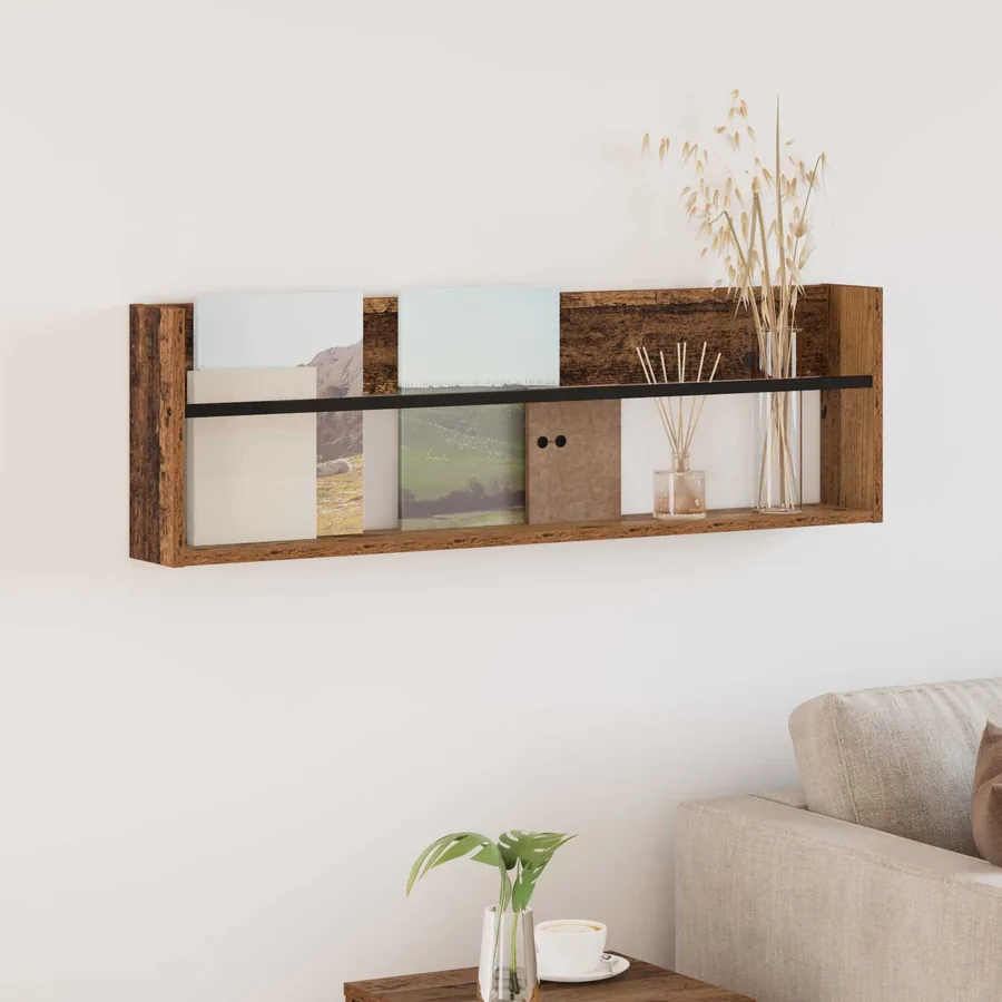 Étagère à magazines avec étagère Bois ancien 100 x 12 x 30 cm