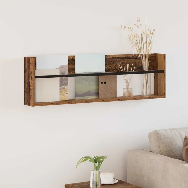 Étagère à magazines avec étagère Bois ancien 100 x 12 x 30 cm