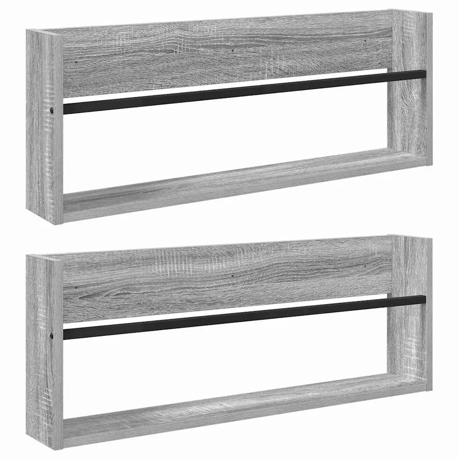 Étagère à magazines 2 pcs Gris Sonoma 80 x 12 x 30 cm - 2