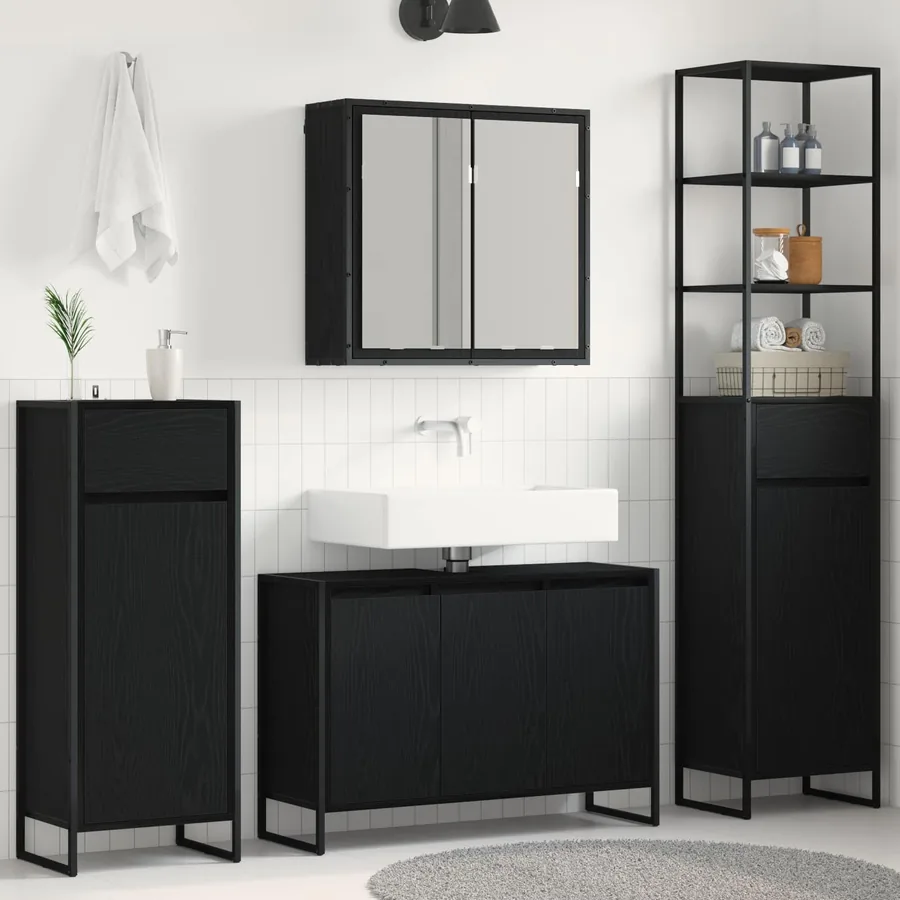 Ensemble de mobilier de salle de bain avec tiroir Chêne noir