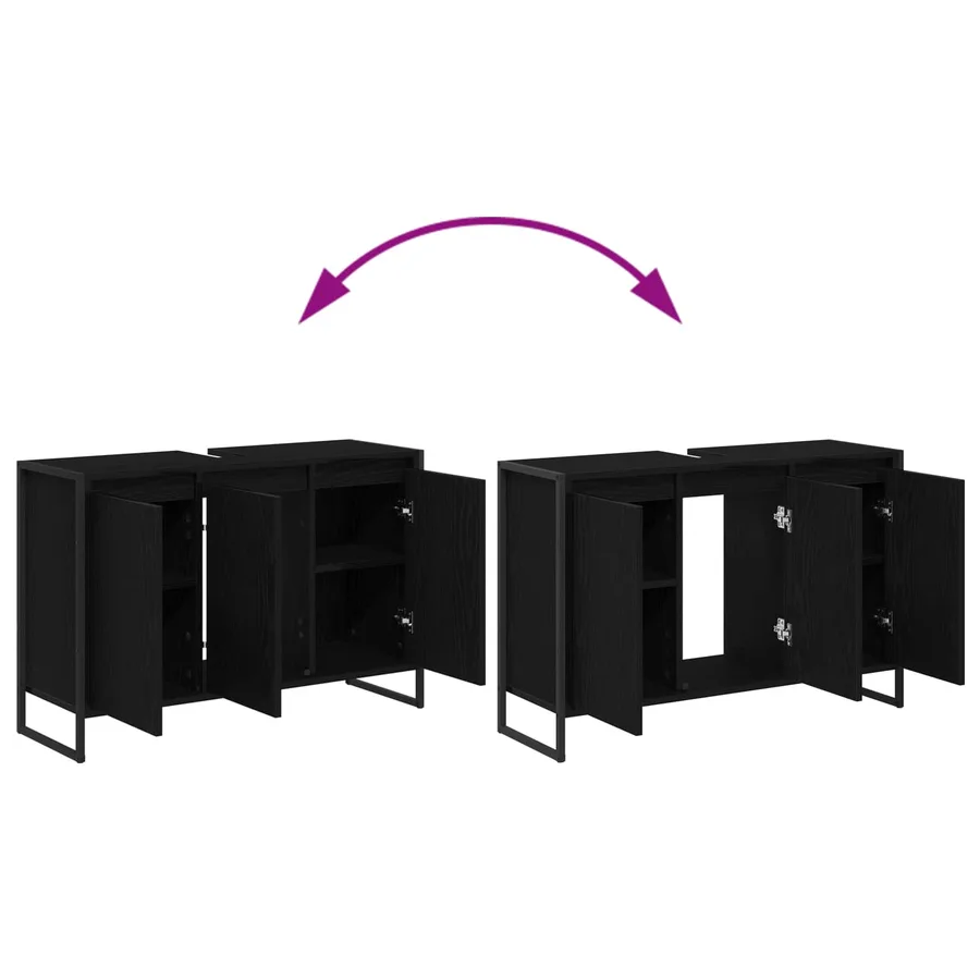 Ensemble de mobilier de salle de bain avec tiroir Chêne noir - 15