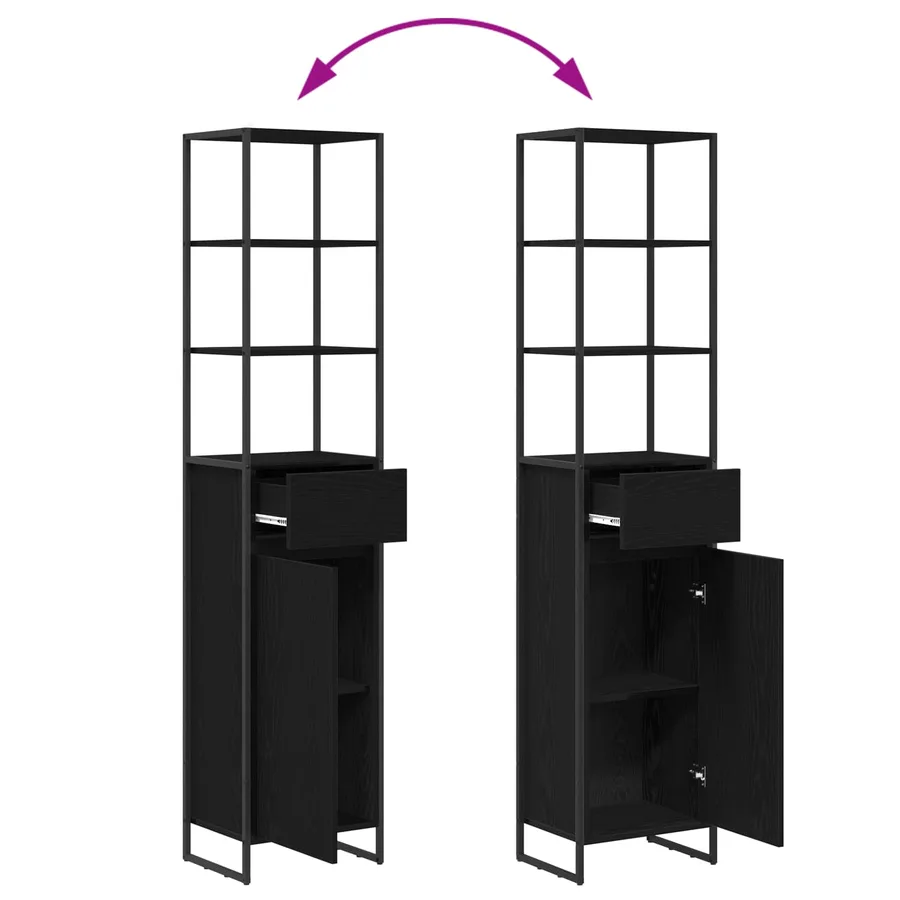 Ensemble de mobilier de salle de bain avec tiroir Chêne noir - 17