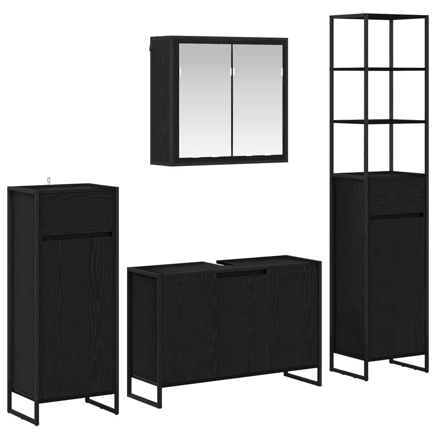 Ensemble de mobilier de salle de bain avec tiroir Chêne noir - 2