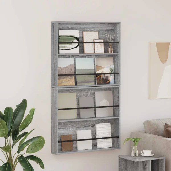 Étagère à magazines 2 pcs Gris Sonoma 80 x 12 x 70 cm