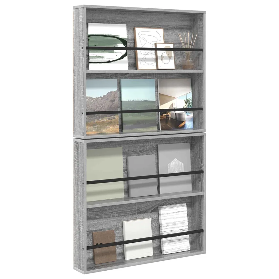 Étagère à magazines 2 pcs Gris Sonoma 80 x 12 x 70 cm - 3