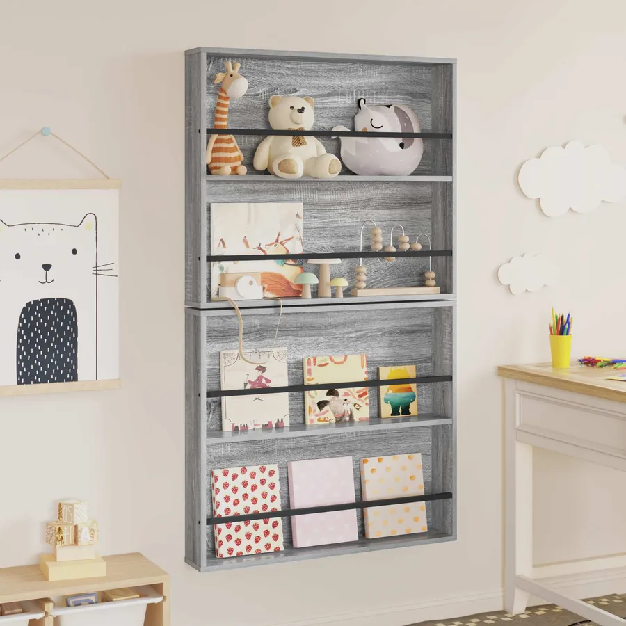 Étagère à magazines 2 pcs Gris Sonoma 80 x 12 x 70 cm - 4