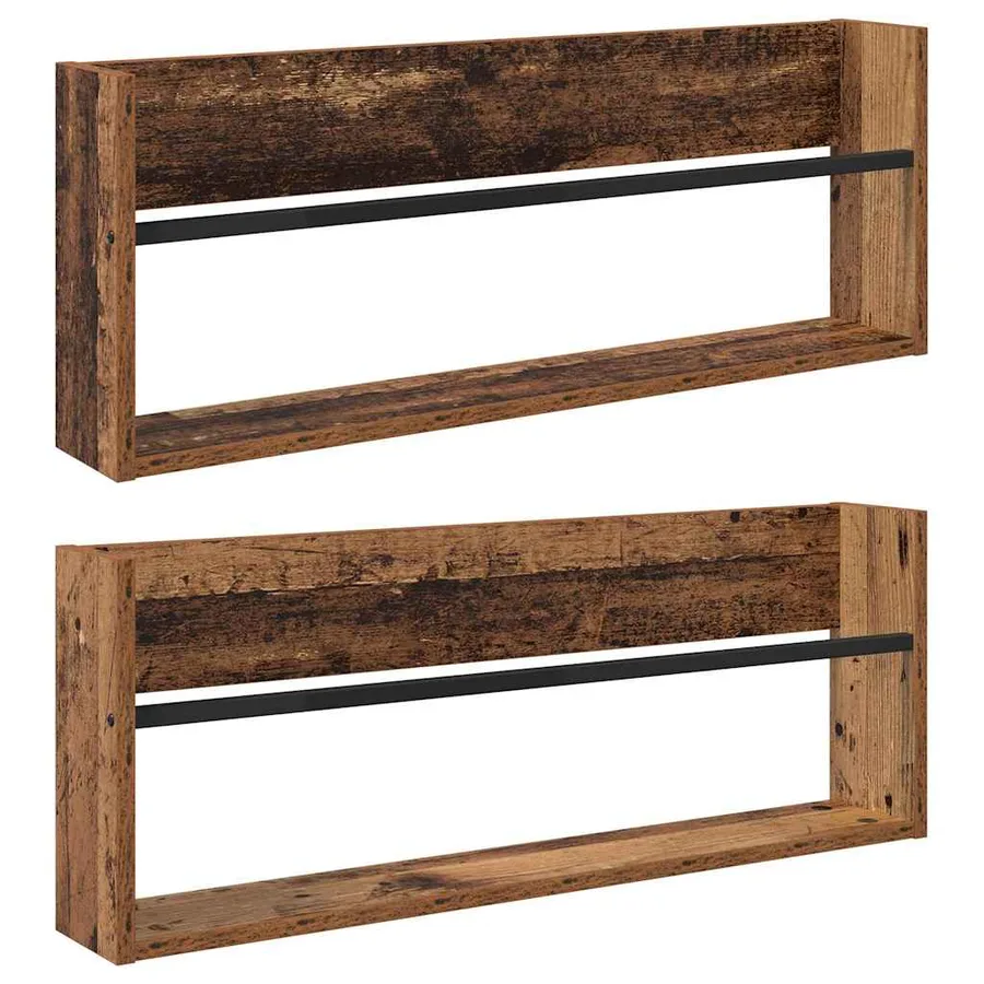 Étagère à magazines 2 pcs Bois ancien 80 x 12 x 30 cm - 2