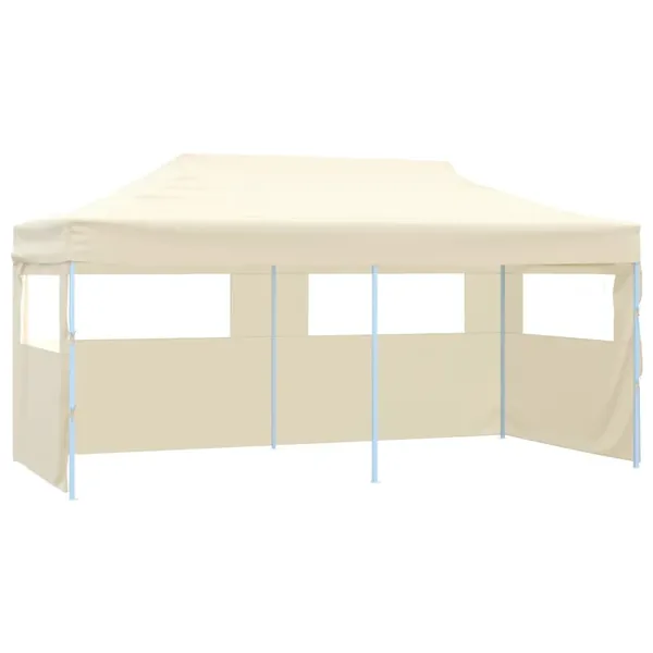 Tente de réception pliable avec 4 parois 3x6 m Acier Crème