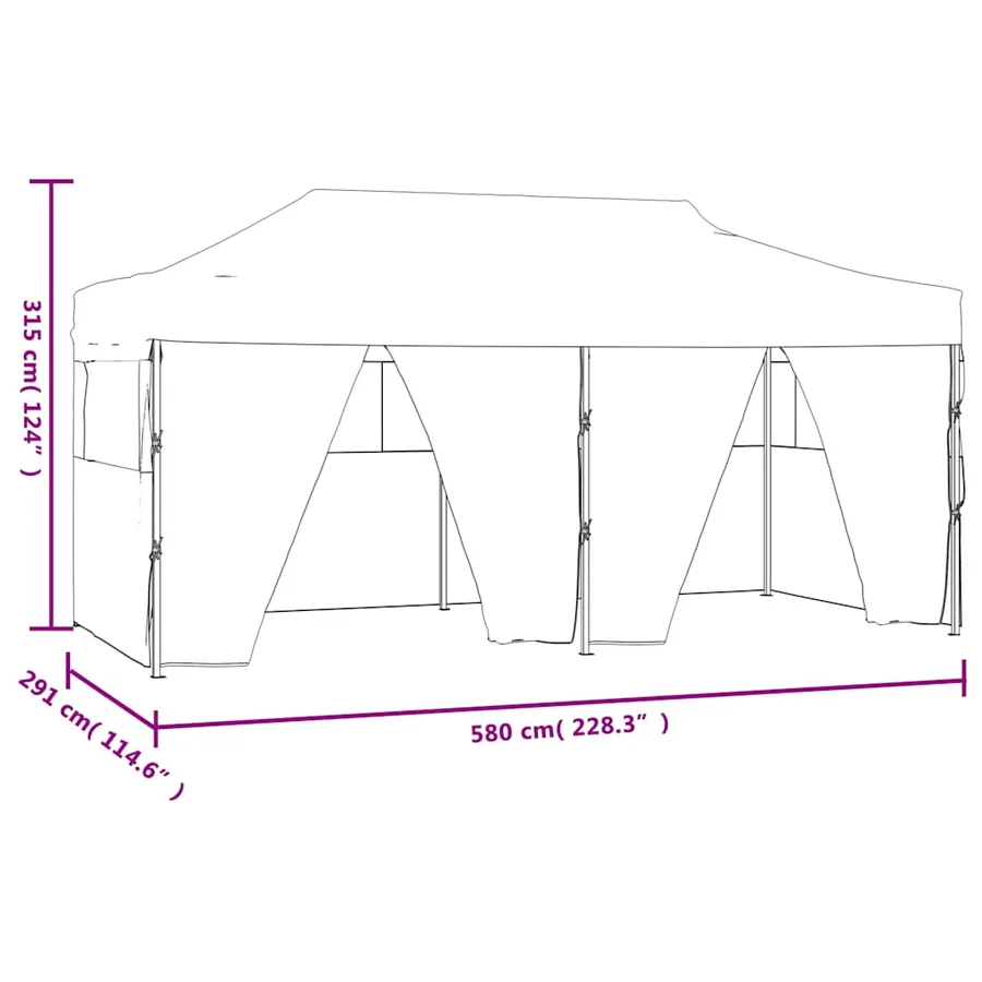 Tente de réception pliable avec 4 parois 3x6 m Acier Crème - 11