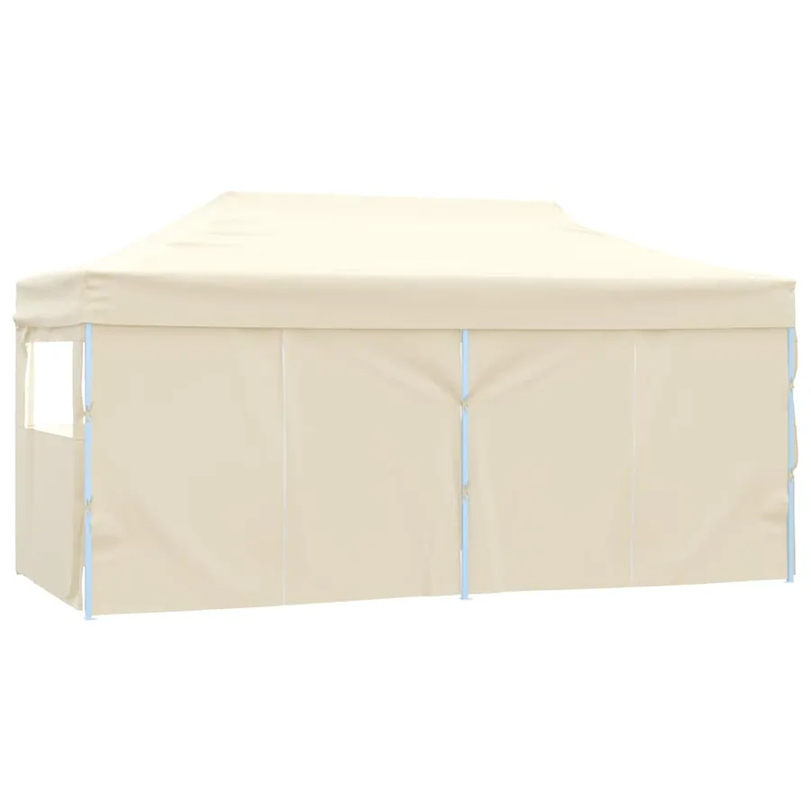 Tente de réception pliable avec 4 parois 3x6 m Acier Crème - 4