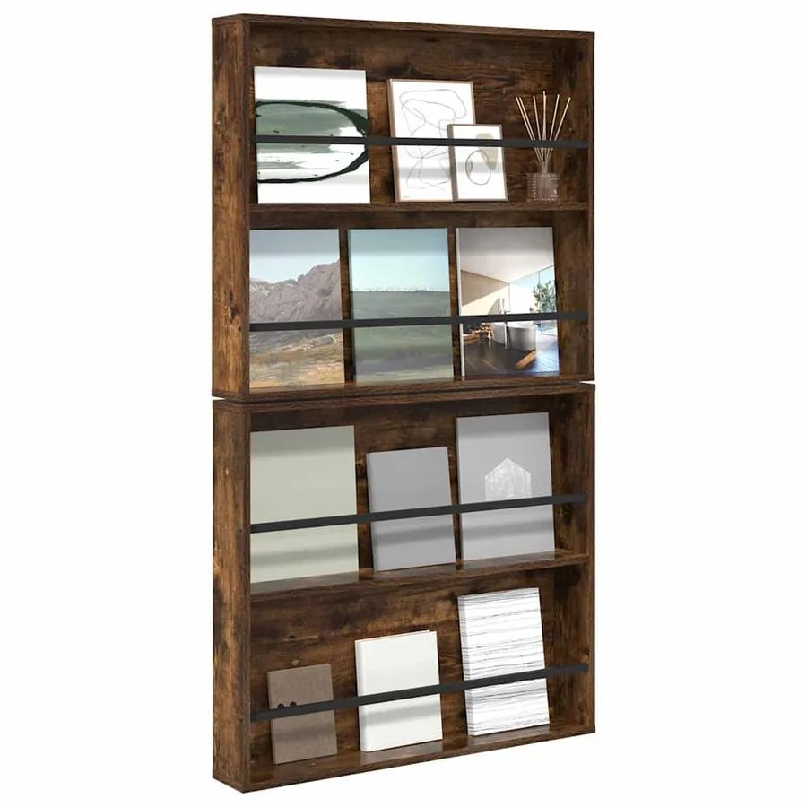 Étagère à magazines 2 pcs Chêne fumé 80 x 12 x 70 cm - 3