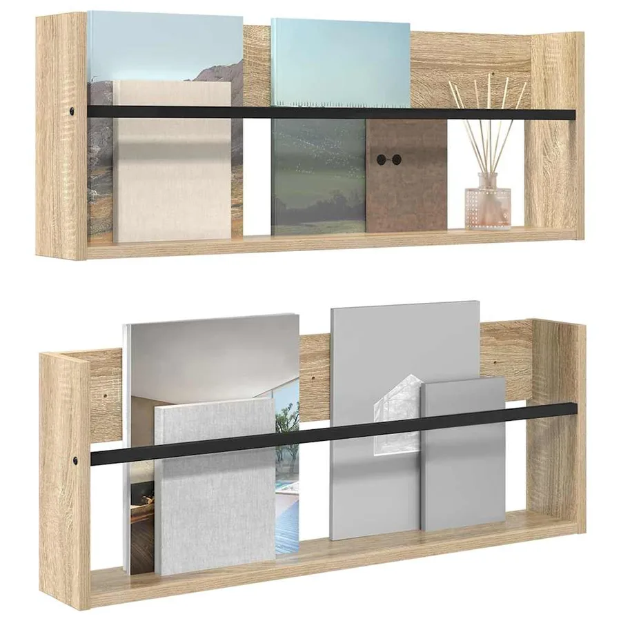 Étagère à magazines 2 pcs Chêne Sonoma 80 x 12 x 30 cm - 3