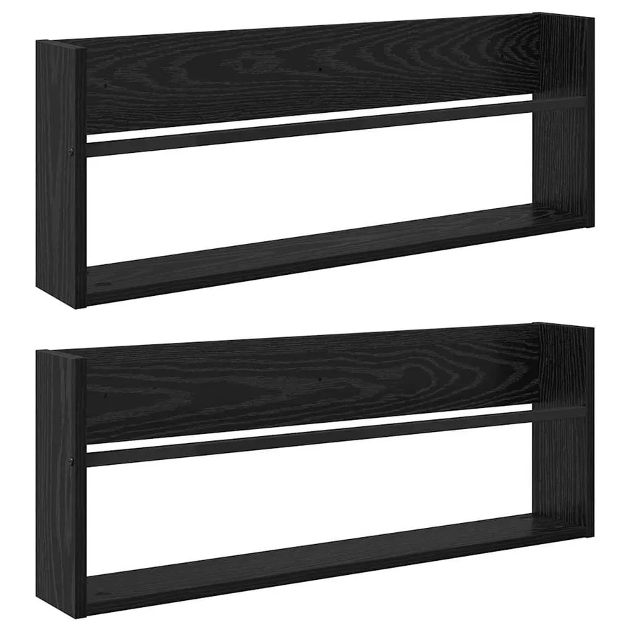 Étagère à magazines 2 pcs Chêne noir 80 x 12 x 30 cm - 2