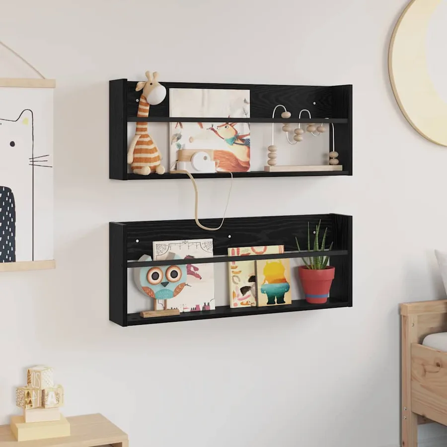 Étagère à magazines 2 pcs Chêne noir 80 x 12 x 30 cm - 4