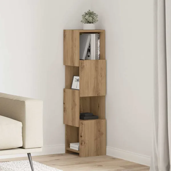 Meuble d'angle 25,5x25x102cm Bois d'ingénierie Chêne artisanal
