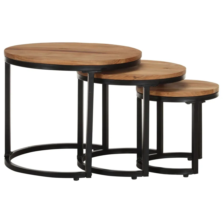 Tables d'appoint 3 pcs Bois d'acacia solide - 3