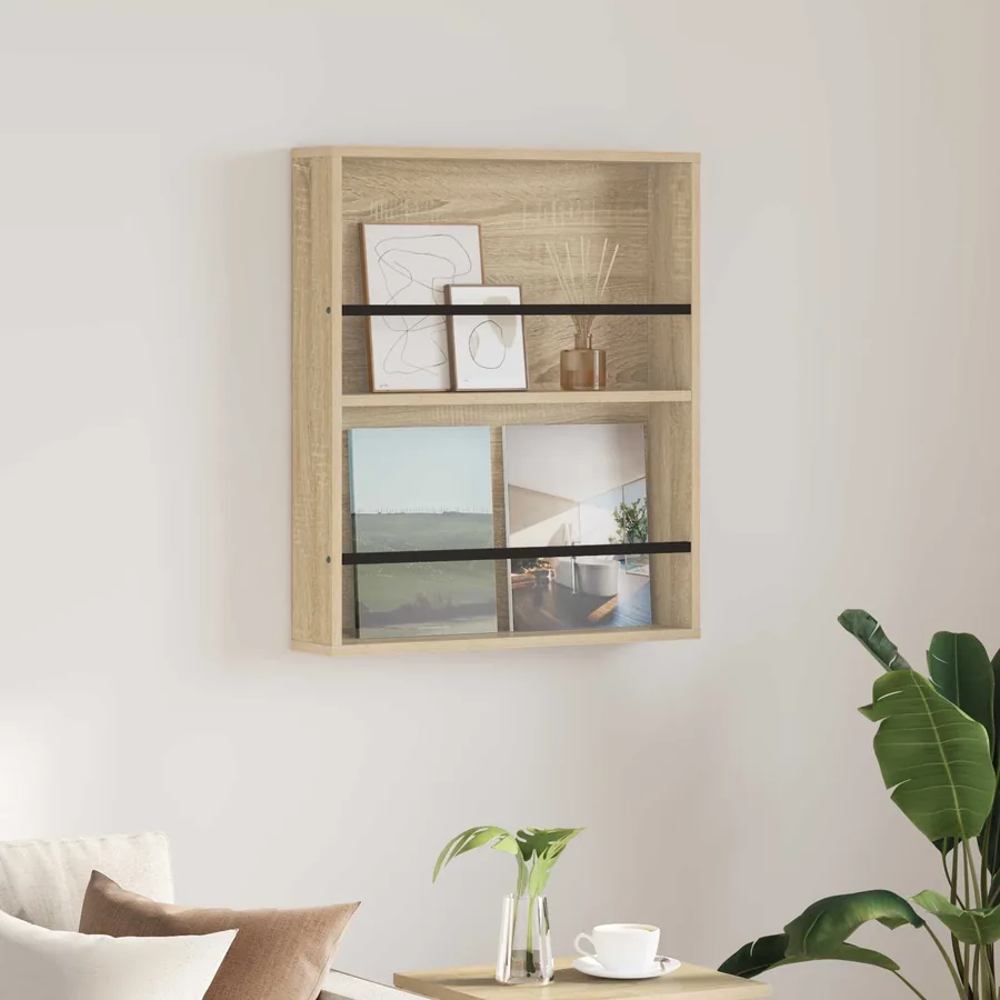 Étagère à magazines avec étagère Chêne Sonoma 60 x 12 x 70 cm