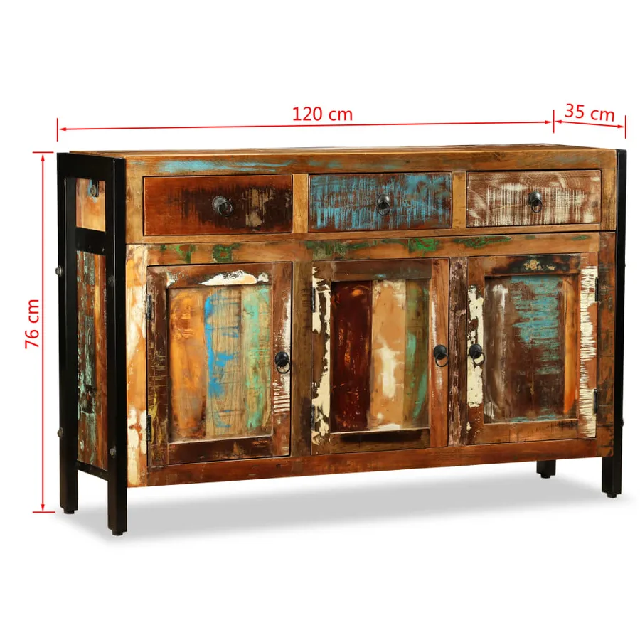 Buffet Bois de récupération massif 120x35x76 cm - 12