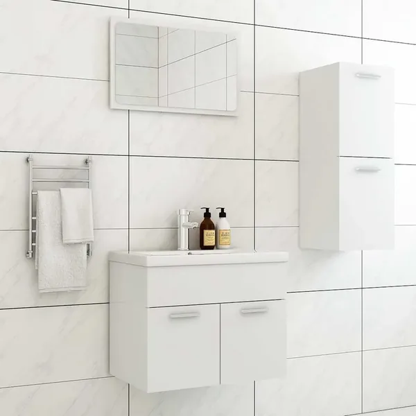 Ensemble de meubles de salle de bain Blanc Bois d'ingénierie
