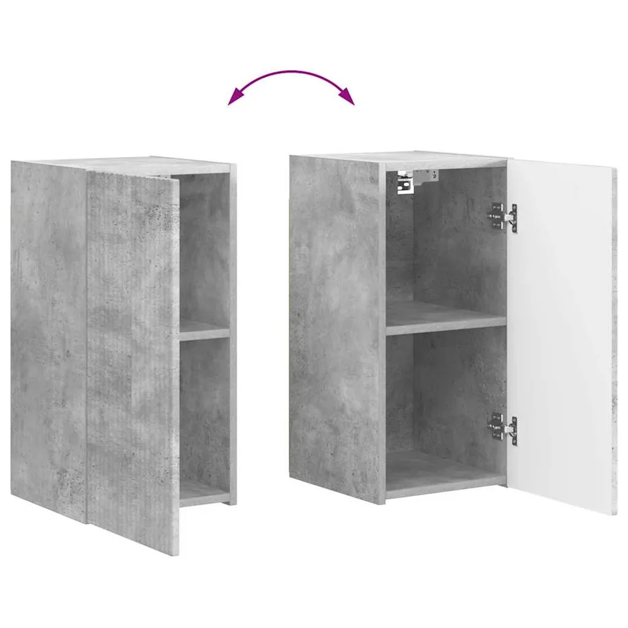 Meuble TV mural 2 pcs Béton 30 x 31 x 60 cm Bois d'ingénierie - 13