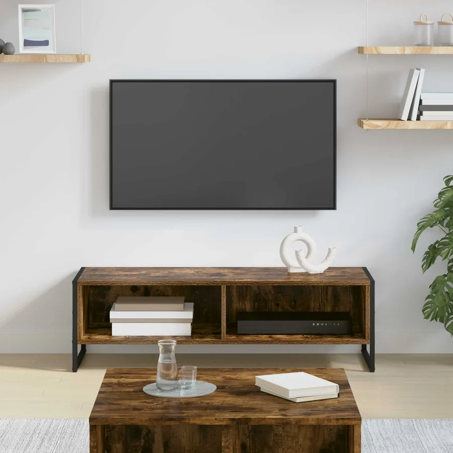 Meuble TV Chêne Fumé 100 x 36,5 x 30,5 cm Bois d'ingénierie