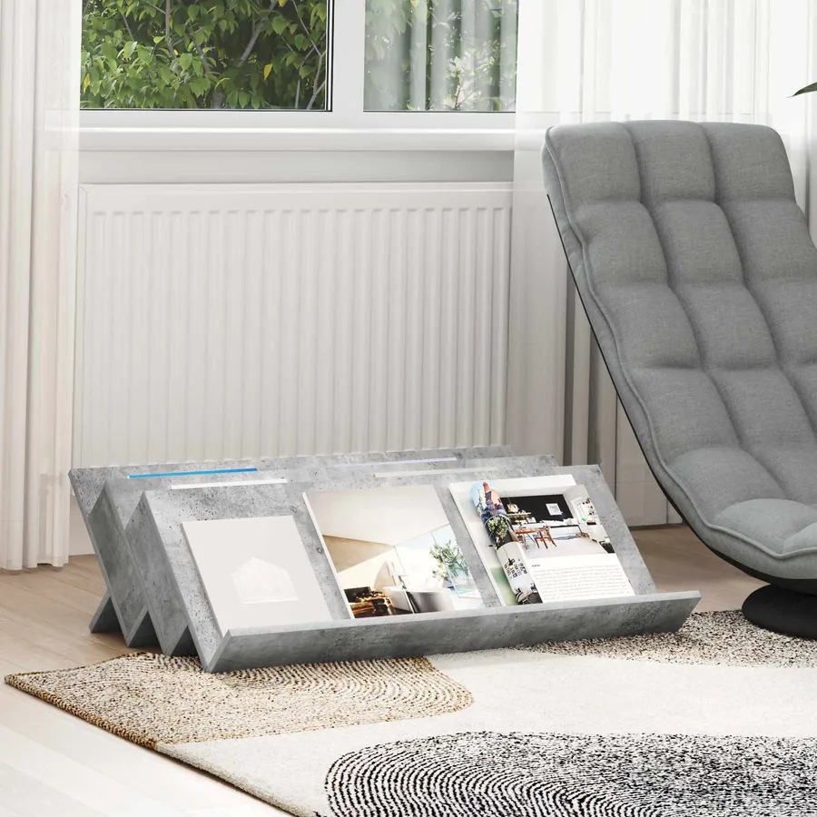 Étagère à magazines avec étagère Gris Béton 90 x 53 x 28,5 cm