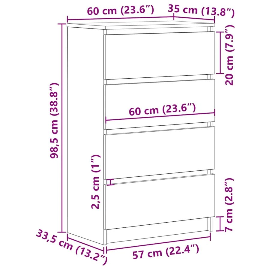 Buffet Blanc 60x35x98,5 cm Bois d'ingénierie - 14
