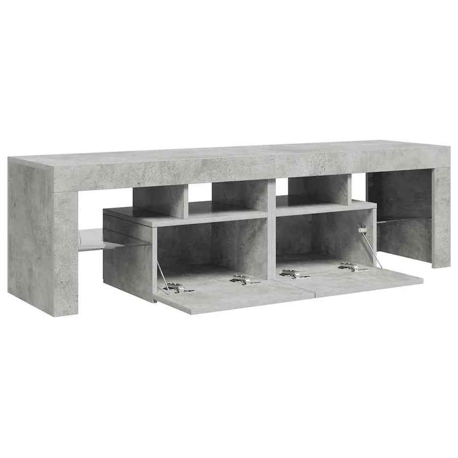 Meuble TV avec lumières LED Gris béton 140x36,5x40 cm - 10
