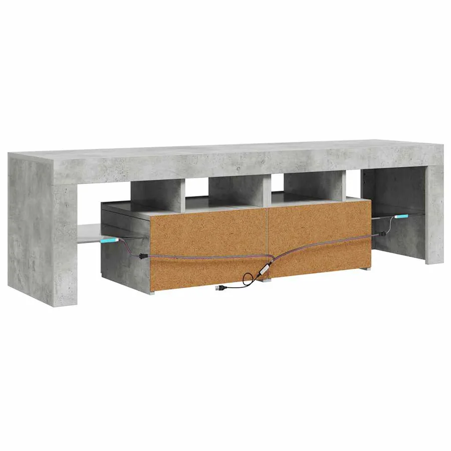 Meuble TV avec lumières LED Gris béton 140x36,5x40 cm - 11
