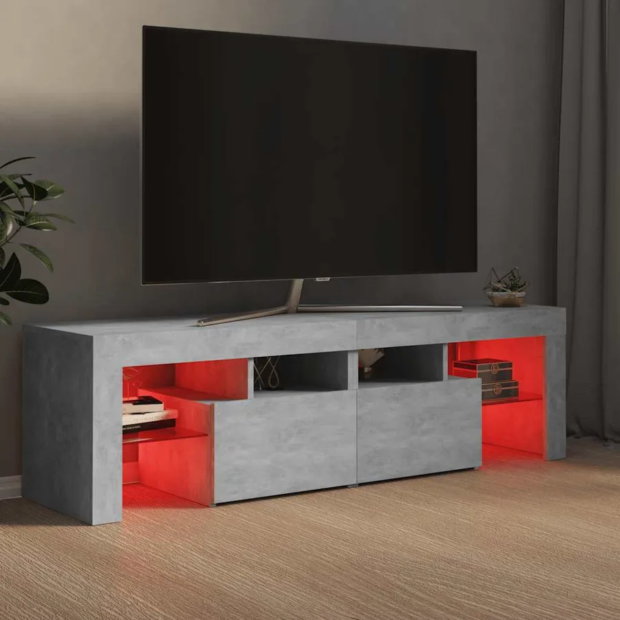 Meuble TV avec lumières LED Gris béton 140x36,5x40 cm - 4