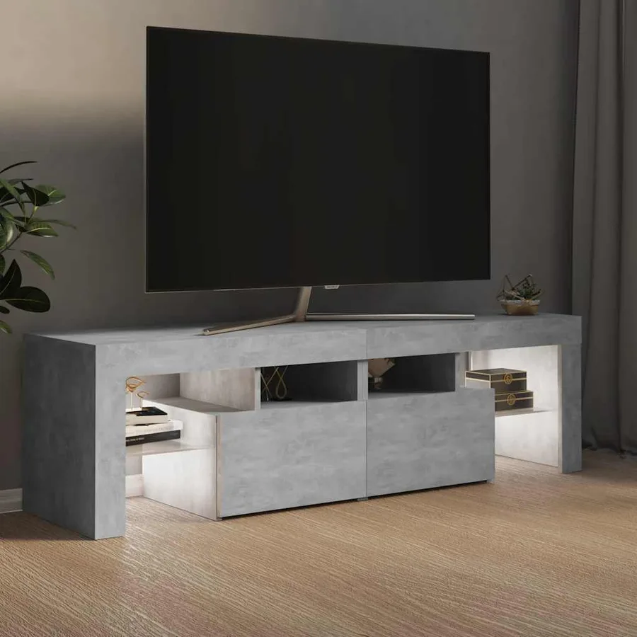 Meuble TV avec lumières LED Gris béton 140x36,5x40 cm - 5