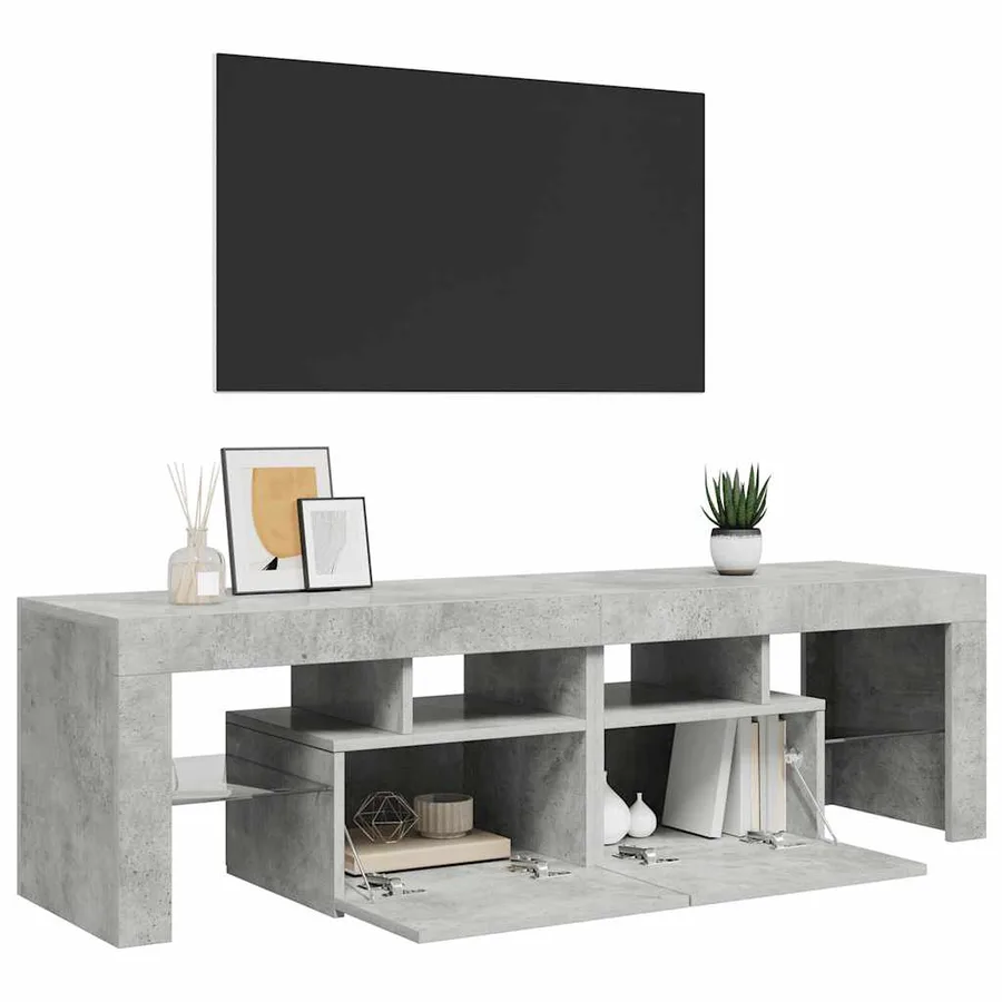 Meuble TV avec lumières LED Gris béton 140x36,5x40 cm - 6