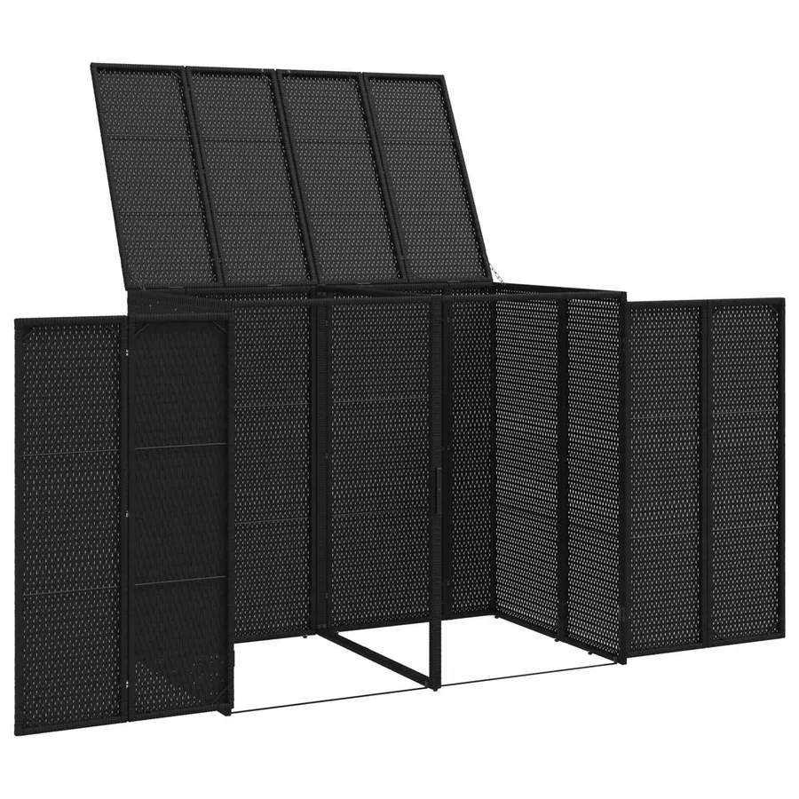 Boîte de poubelle 2 pcs Noir 130 x 80 x 115 cm Polyéthylène - 4