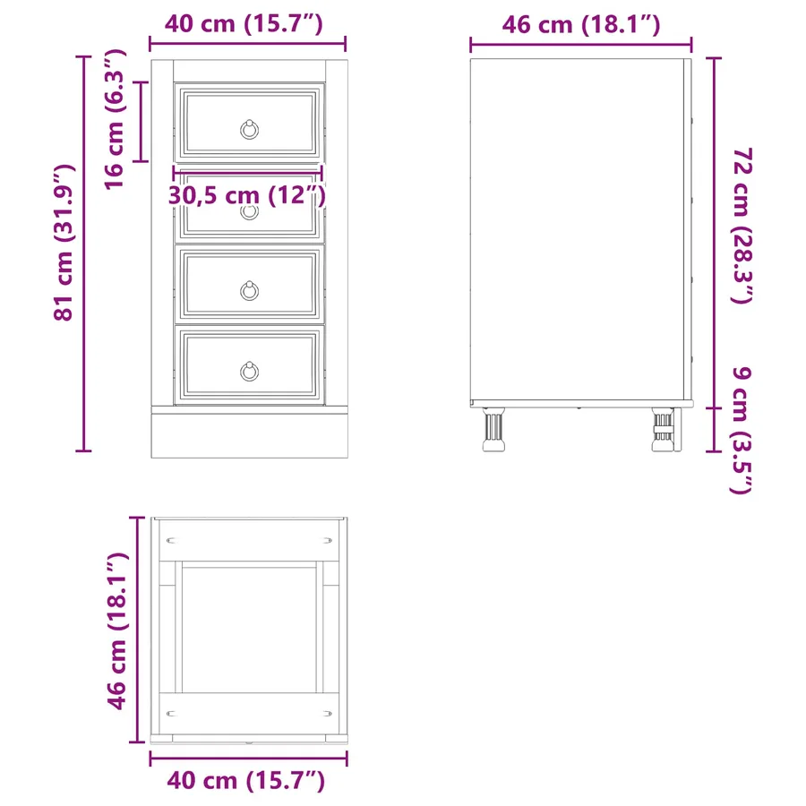 Armoire SKI Brun Miel 40 x 46 x 81 cm Pin massif - 14