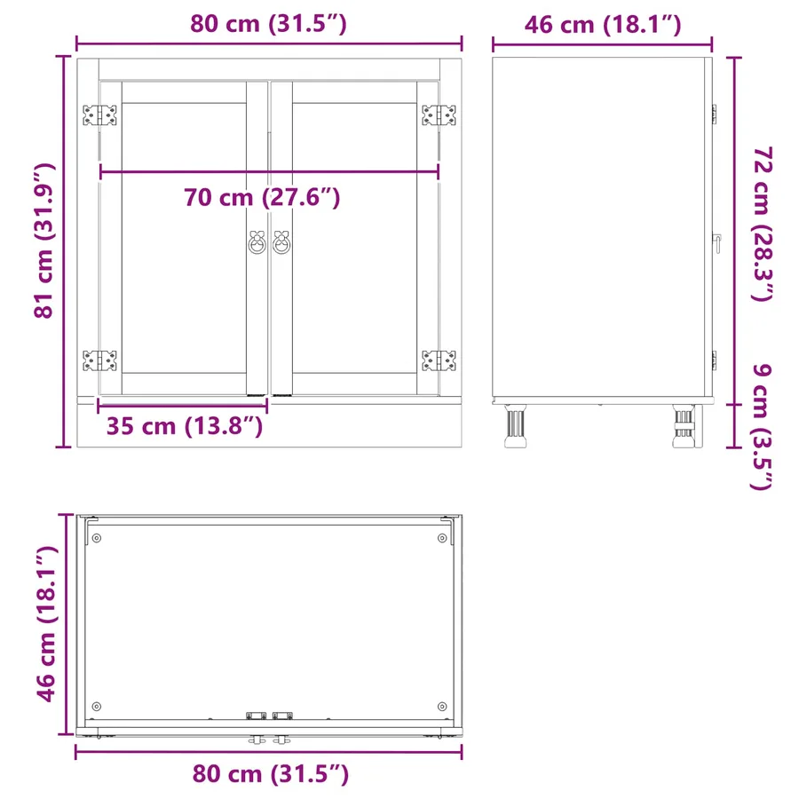 Armoire SKI Brun Miel 80 x 46 x 81 cm Pin massif - 14