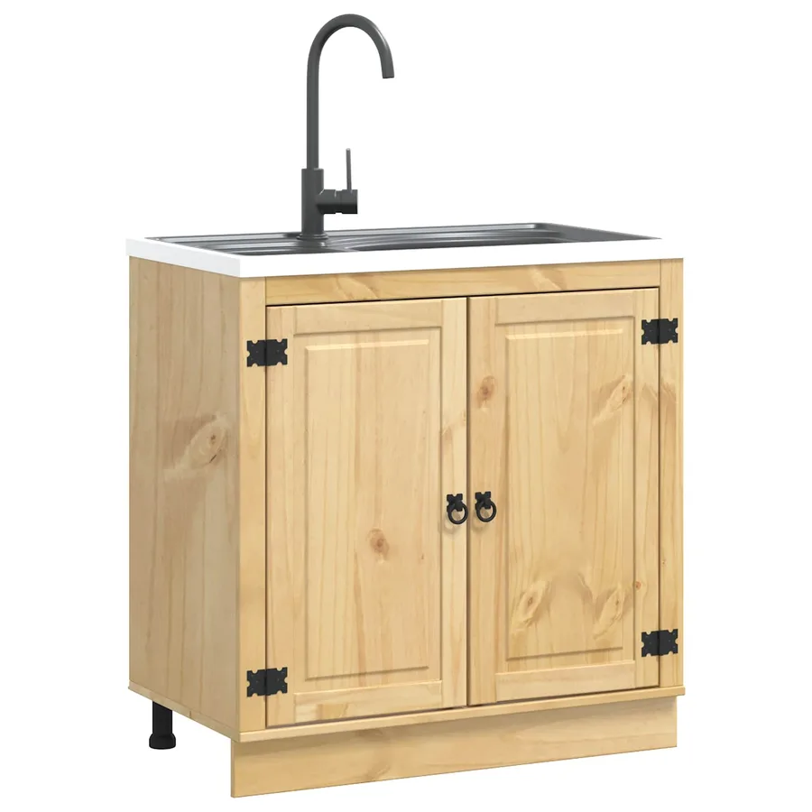 Armoire SKI Brun Miel 80 x 46 x 81 cm Pin massif - 3