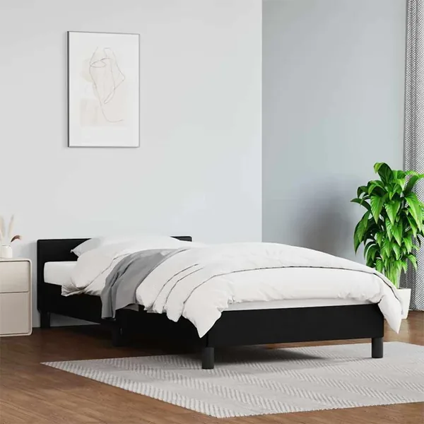 Cadre de lit avec tête de lit sans matelas noir 90x200 cm