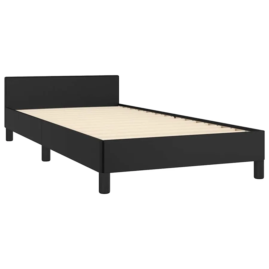 Cadre de lit avec tête de lit sans matelas noir 90x200 cm - 4