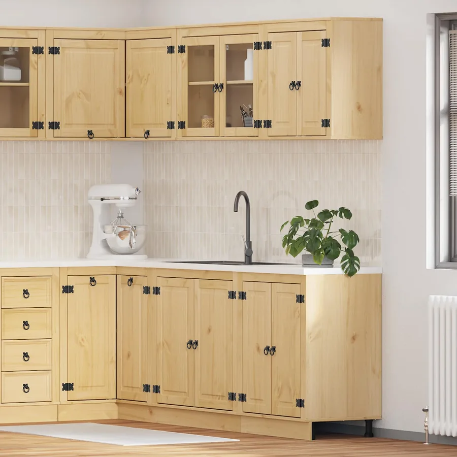 Armoire avec étagère avec porte SKI 4 pcs Brun Miel Pin massif