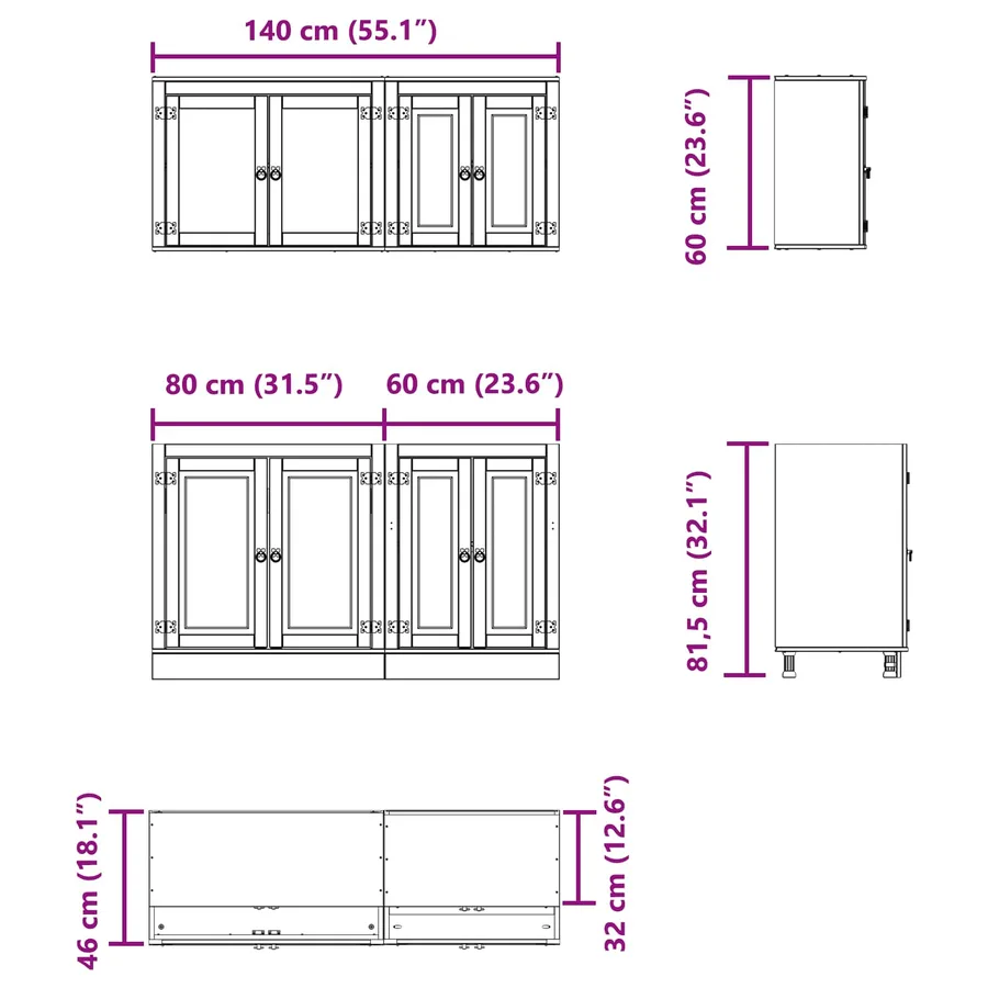 Armoire avec étagère avec porte SKI 4 pcs Brun Miel Pin massif - 15