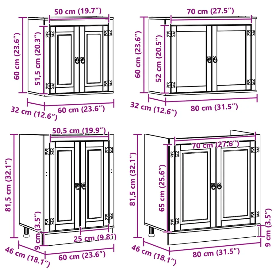 Armoire avec étagère avec porte SKI 4 pcs Brun Miel Pin massif - 16
