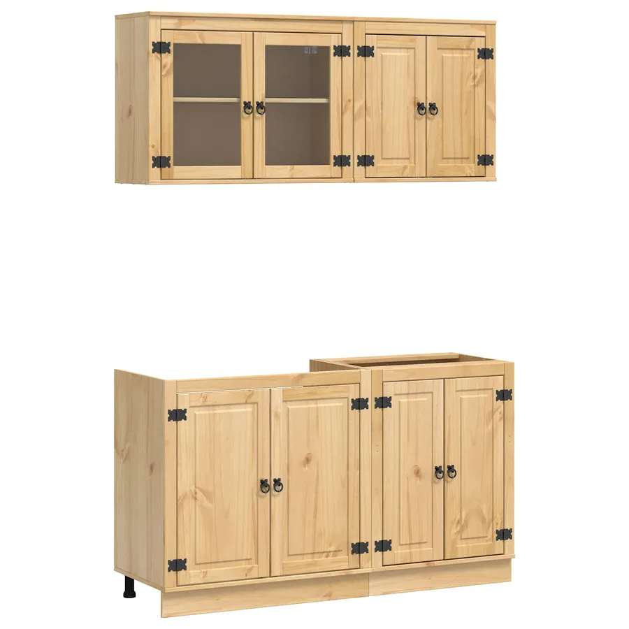 Armoire avec étagère avec porte SKI 4 pcs Brun Miel Pin massif - 2